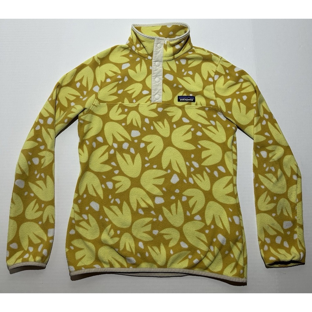 Patagonia Floral Snap-T Synchilla Fleece Pullover Womens Size XS Yellow Jacket